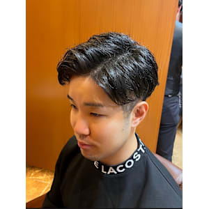 銀座　理容室　メンズカット　毛流れパーマ