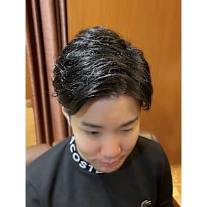 銀座　理容室　メンズカット　毛流れパーマ
