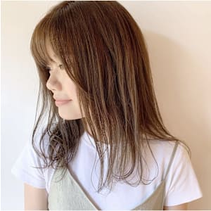 ベージュブラウン×ヘルシーミディアムワンレングス