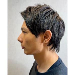 韓国マッシュレイヤー×ダークアッシュ×白髪ぼかしハイライト