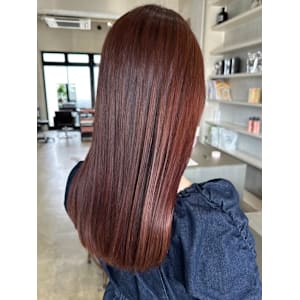 髪質改善カラー マロンベージュ 艶髪ストレート 韓国ヘア
