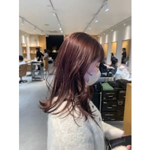 ロングレイヤー×ピンクベージュ