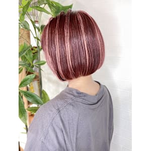 ボブのピンクハイライト【飯田淳平】Re:ta Hair