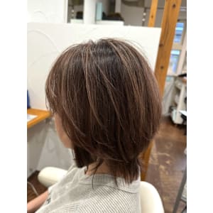 白髪ぼかし　ピンクベージュ