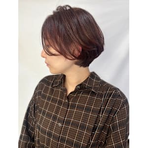 【MICHI 富田店　杉本郁美】レッドブラウン　丸みショート