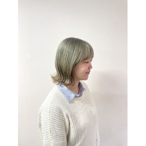 ボブ/ハイトーンボブ/ミントカラー/オリーブ