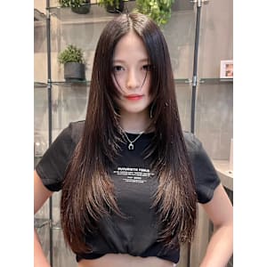 韓国レイヤーカット美髪縮毛矯正ワンレン髪質改善顔周り前小顔