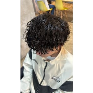 メンズツーブロックカットツイストスパイラル波巻きパーマ