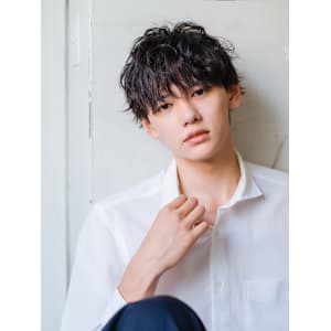 波巻きパーマ×メンズマッシュ