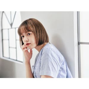 黒髪/ボブルフ/ネビージュ/小顔/ワンレン/前髪/髪質改善/