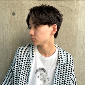 大人センターパートパーマ　福岡天神　ニュアンスパーマ