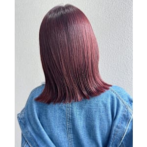 ワインレッド_チェリーレッド_切りっぱなしボブ