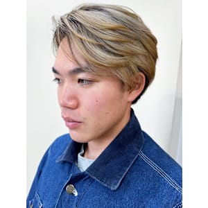 30代40代メンズサイドパート外国人風カラーホワイトベージュ