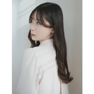 フェイスレイヤー　ゆる巻き　艶髪ロング　ダークブラウン