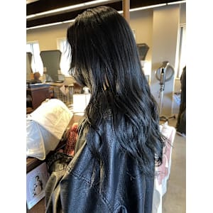 ブルー/ダークブルー/ロング/顔周りレイヤー