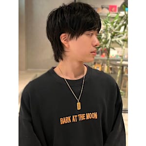 マッシュウルフ　ダークカラー　メンズカット　メンズマッシュ