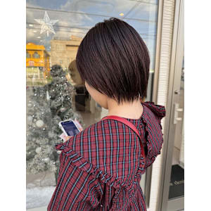 ◆ピンクハイライト◆くびれショート◆暖色系カラー