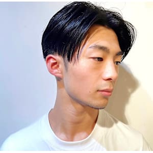 メンズツーブロック前下がりセンターパート