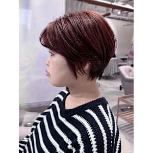 【稲垣】大人可愛い小顔前髪ありショートボブピンクベージュ