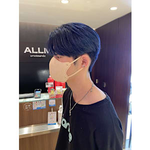 韓国ヘア シースルーマッシュ ネイビーブルー ダブルカラー