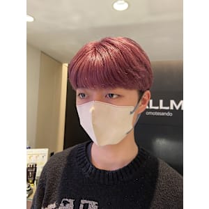 韓国ヘア ミニマッシュ ピンクアッシュ ブリーチ メンズ 