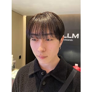 韓国ヘア シースルーマッシュ メタリックブラック メンズ 