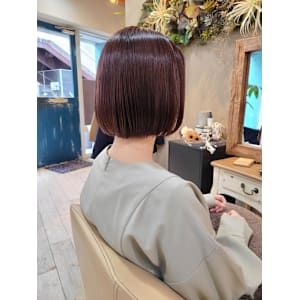 ボブ×メテオカラーピンクベージュ白髪染め