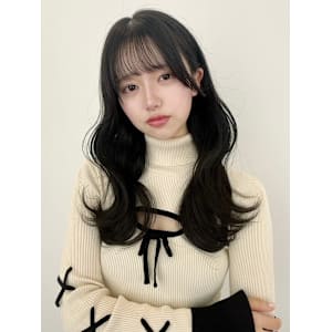 韓国風/セミロング/顔周りカット/くびれヘア/透明感カラー