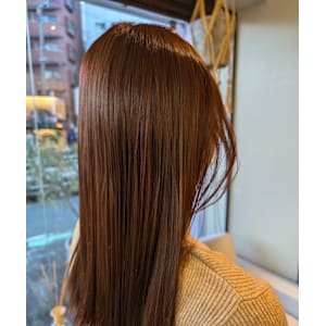 【水光肌カラー】ブリーチなしオレンジカラー