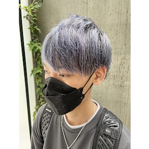 韓国ヘア ラベンダーシルバー×ショートマッシュ 韓国マッシュ