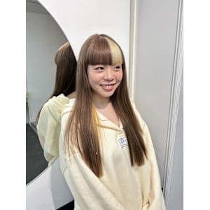 前髪デザインカラー/ハイトーンカラー/ベージュカラー/中華街