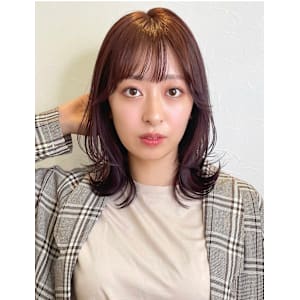 鎖骨ミディアム1韓国くびれヘア大人ミディアム