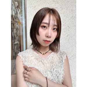 【天神】切りっぱなし/姫カット/レイヤー/ミルクティー