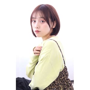 20代30代40耳掛け小顔丸みボブ