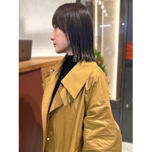 切りっぱなしミディアム　顔周りカット　髪質改善　ストレート
