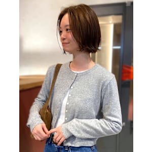 20代30代　センターパート　ミニボブ　マロンベージュカラー