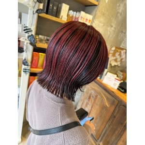 デザインカラー/くびれヘア/アンブレラカラー/チェリーレッド