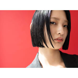 ボブ　黒髪　ワンレンボブ　　