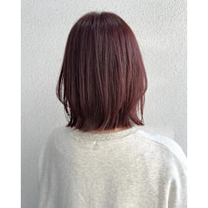 チェリーレッド_ワインレッド_切りっぱなしボブ