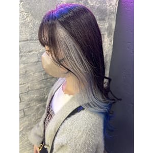 インナーカラーグラデーションホワイトグレー