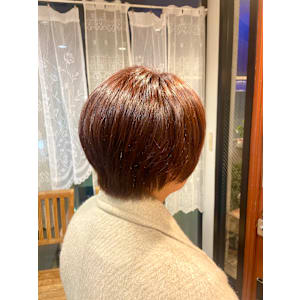 〈江戸桃海〉オレンジカラー/ショートヘア/丸みショート