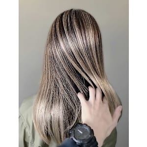 髪質改善カラー★ハイライトミルクティベージュ白髪染め40代5