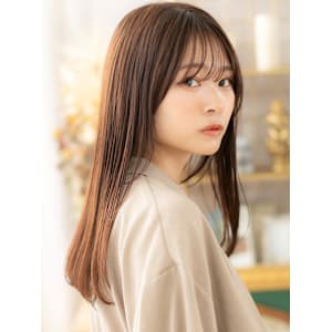 シースルーバングアースカラーエアストレート　マロンベージュ