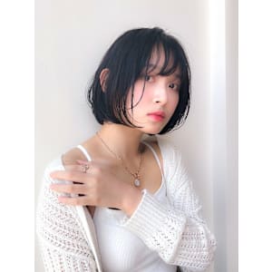 色っぽヘア韓国ボブ/ショートボブ/レイヤーカット/暗髪