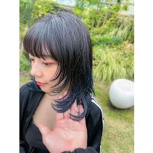 小顔ウルフカット/フェイスレイヤー/グラデーション/ネイビー