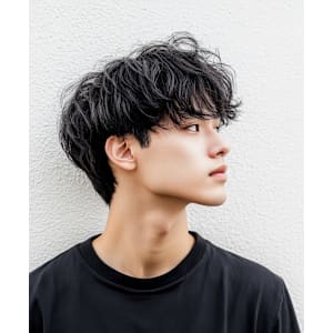 韓国マッシュ/シャドウパーマ/モテる黒髪/ 前下がりマッシュ