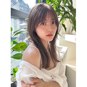 髪質改善ぱっつん前髪グレーベージュ美髪*Zina梅田