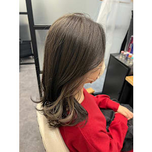 レイヤーロンググレーベージュ柔らかブラウンアッシュインナー