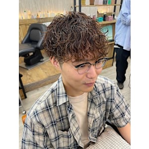 メンズカットハイライトマッシュパーマウルフアッシュブラック