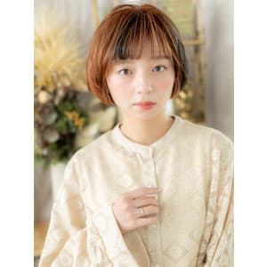 ダブルカラーハイライトフレンチカジュアルアプリコットオレンジ